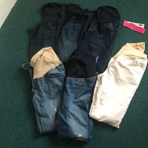 5 Maternity jeans skinny jeggings lot bundle